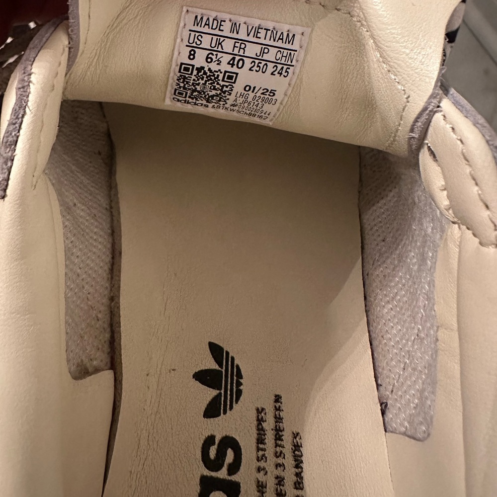 Adidas Samba Long Tongue Sneakers in White Cream with Brown Soles - Picture 4 of 5